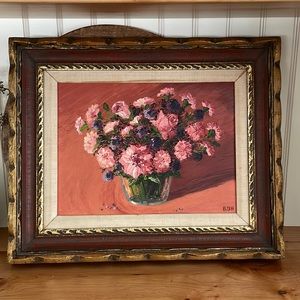 Original painting vase w flowers